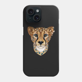 Ornate Decorative Cheetah Print on Black Phone Case