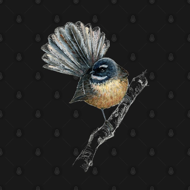 Mr Pīwakawaka -Fantail , New Zealand native bird by EmilieGeant