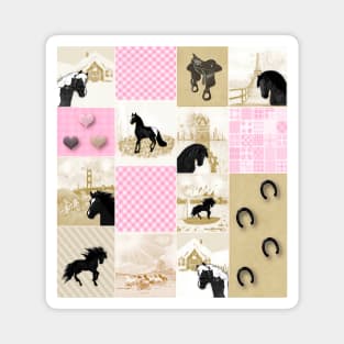 Horse Lovers Patchwork Pattern Magnet