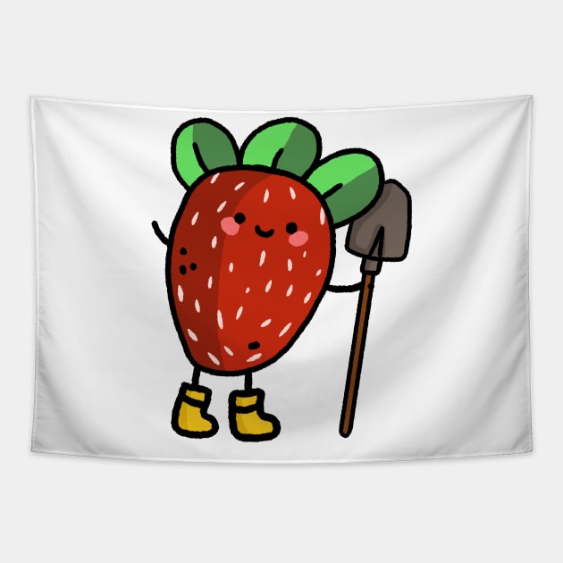 cute little farmer strawberry design Tapestry by grafitytees