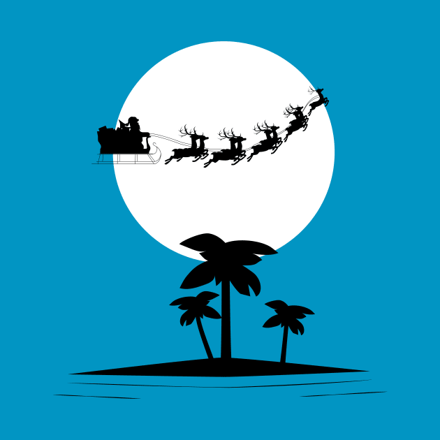 Santa Flying Over a Tropical Island by Rvgill22