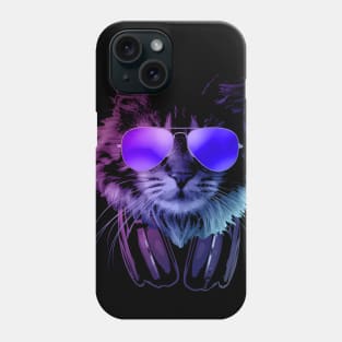 Furry DJ Cat In Neon Phone Case