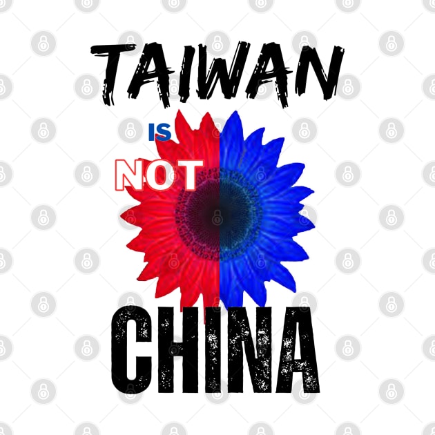 Taiwan is not China - Blue & Red Taiwanese sunflower of hope by Trippy Critters