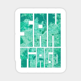 Santiago, Chile City Map Typography - Watercolor Magnet