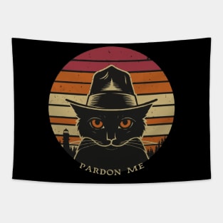 Pardon Me Retro Cowboy Cat For The Interruption Tapestry