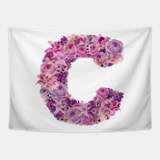 Pink Floral Letter C Tapestry