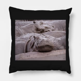 Wallowing Hippos (Serengeti) #1 Pillow