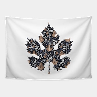 Floral Pattern in Red Brown and Twilight Blue Tapestry