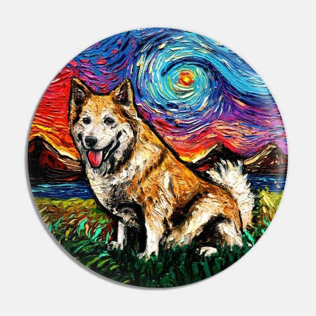 Icelandic Sheepdog Night Pin by sagittariusgallery