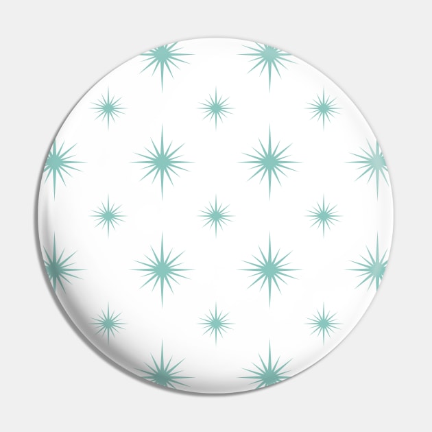 Aqua Blue Atomic Starburst Mid Century Pattern Pin by OrchardBerry