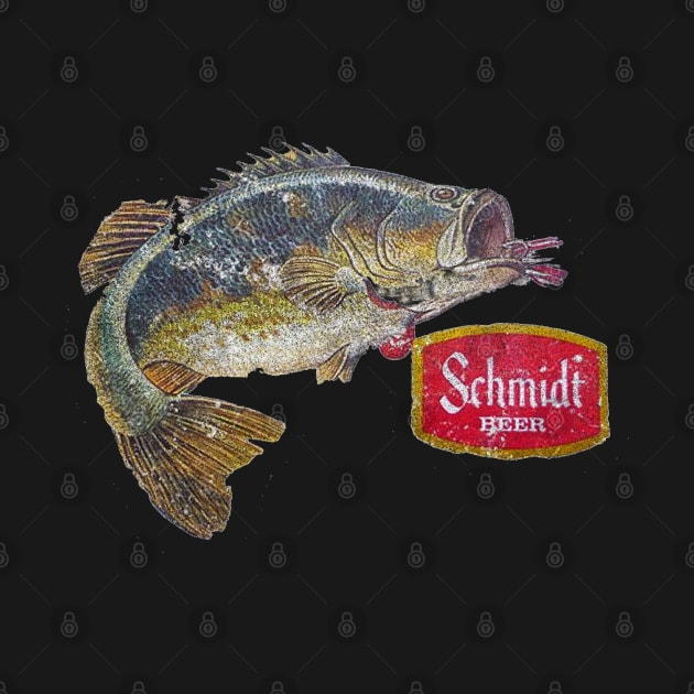 Schmidt Beer Bass Fishing Vintage Retro Distressed by BarryJive