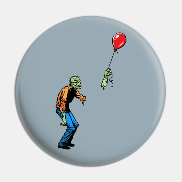 Sad Zombie and Balloon Pin by Angel Robot