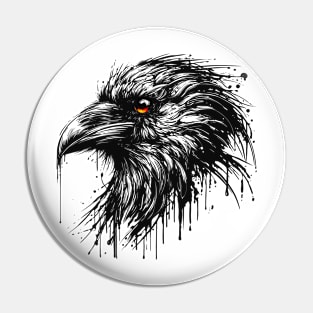 Portrait of a Raven Dripping Ink Pin