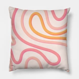 Cute Pink Abstract Swirl Retro 70s Pillow