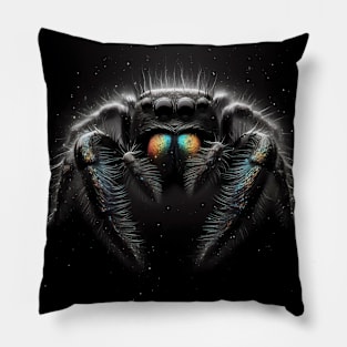 Monochromatic Jumping Spider Within Color Splash Pillow