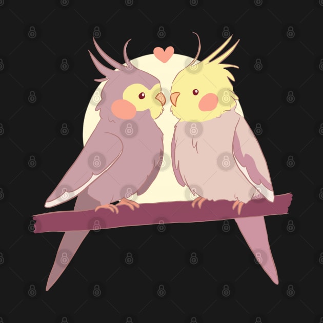 Cute cockatiel birds art by Yarafantasyart