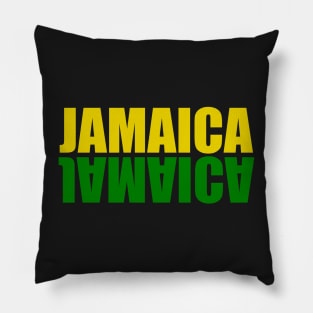 Jamaica mirrored in the colors of the Jamaican flag black green and gold Pillow