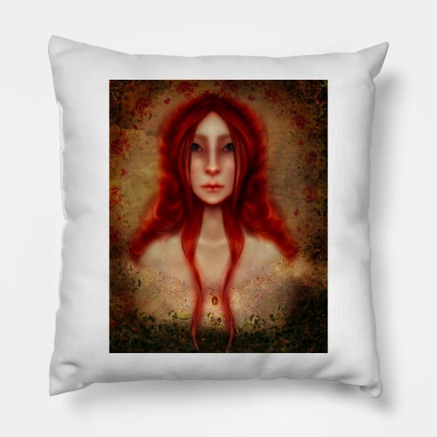 Anne of Green Gables Lady of Shallot Fan Art Red Hair Victorian Dress Cameo- Book Gift Pillow by penandbea