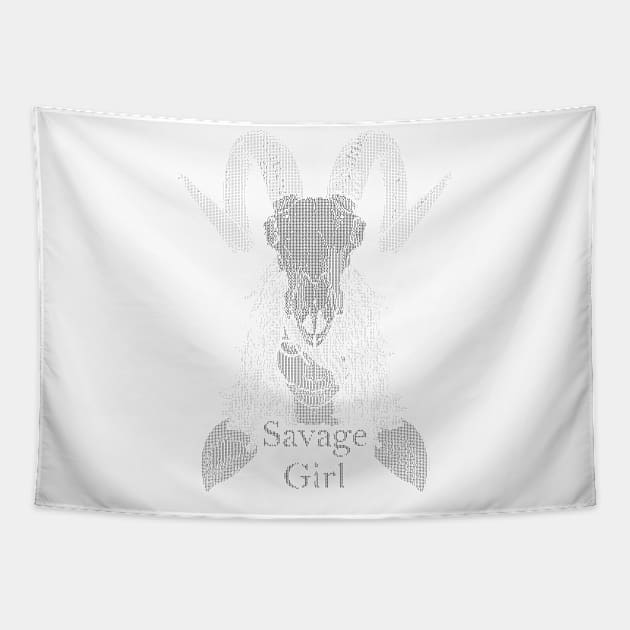 ASCii Savage Girl w/ text (Black) Tapestry by McNerdic