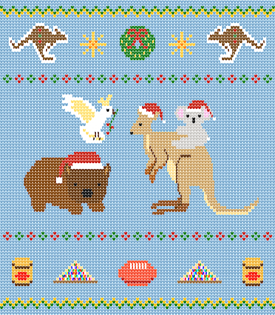 Australian Christmas Knit Kids T-Shirt by CupcakeCandice