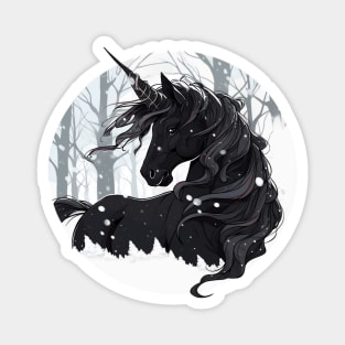 Black Winter Unicorn Magnet