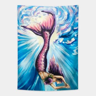 Diving Mermaid Tapestry