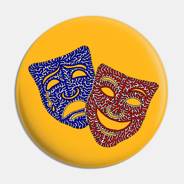 Comedy & Tragedy Masks Pin by NightserFineArts