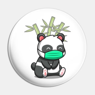 Cute Panda Sitting And Wearing Mask Pin