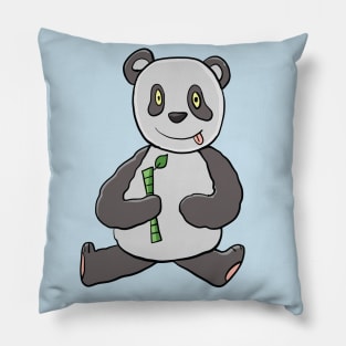 panda bear with bamboo in hand Pillow