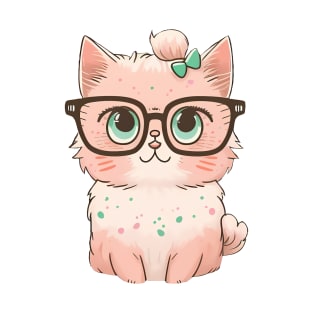 A cute pink cat with glasses T-Shirt