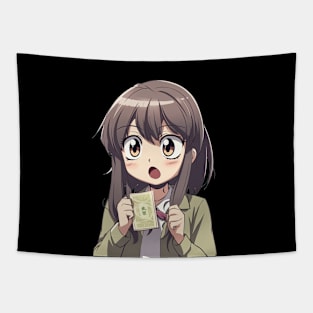 Shocked Anime Girl Tapestry