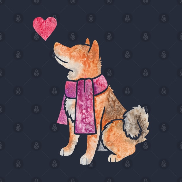 Watercolour Shiba Inu by animalartbyjess