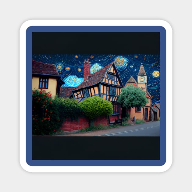 Starry Night Over Godric's Hollow Magnet by Grassroots Green