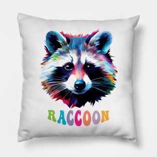 Colorful Raccoon Pillow
