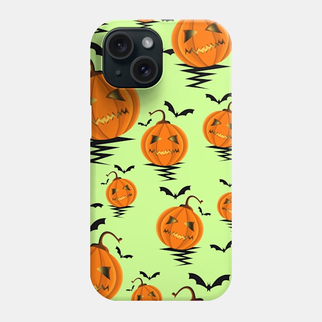 Halloween Pattern with Pumpkins and Bats Phone Case by ilhnklv