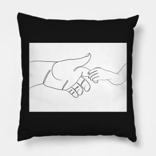 Infant Holding Finger Line Drawing Pillow