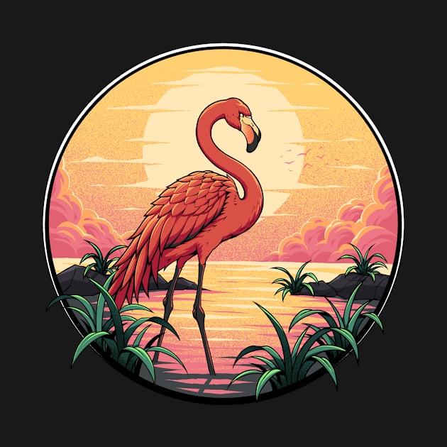 sunset flamingos by Objectype