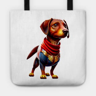 Canine Warrior: Dachshund in Heroic Battle Gear Tote