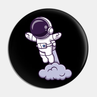 Astronaut Launching On Space Cartoon Pin