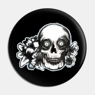 Time, skull with lilies Pin