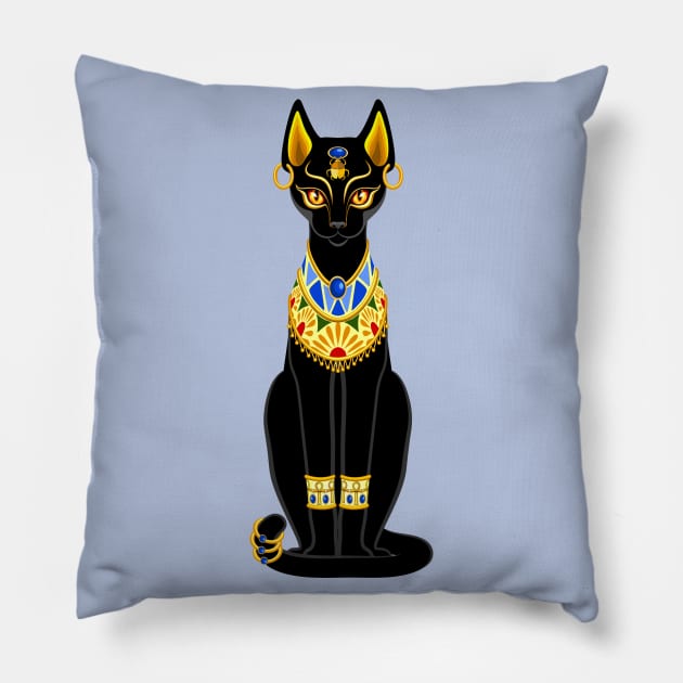 Cat Ancient Egypt Deity Sacred Animal 2 Pillow by BluedarkArt