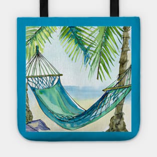 Tropical Beach Hammock Watercolor Tote