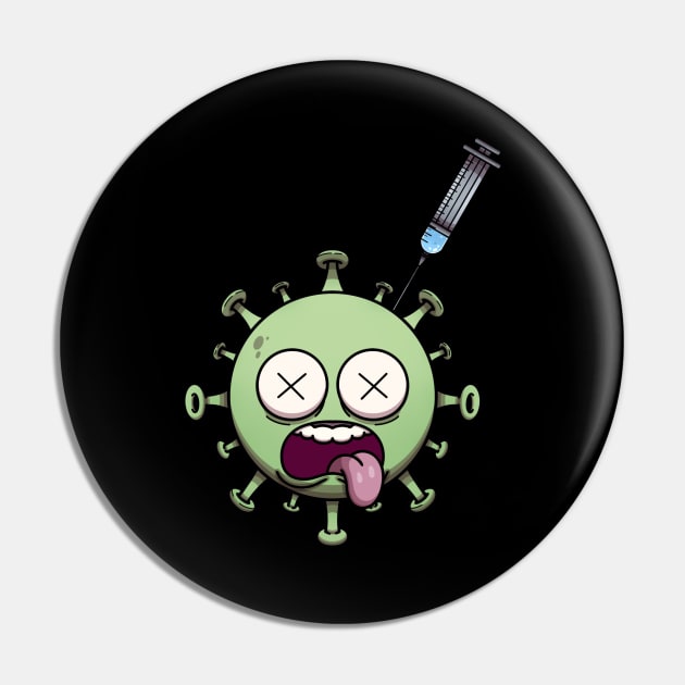 Dead Corona Virus Character Injected With Vaccine Pin by TheMaskedTooner