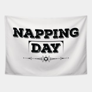 National Napping Day Black Tapestry