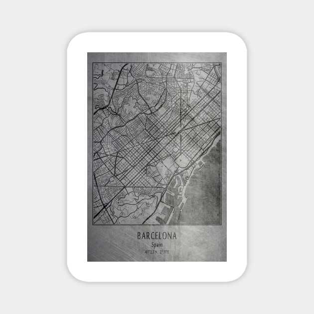 Barcelona, Spain, city map Magnet by Creative at home