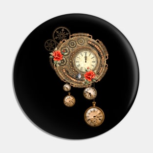 Wonderful steampunk clock Pin