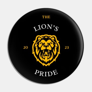 Black and Gold Simple Masculine Illustrative Brave Lion Pin