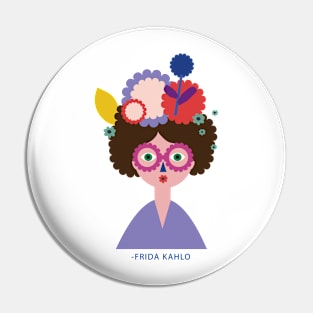 Funny t shirt, cute colorful Frida Kahlo portrait with colorful abstract flowers Pin