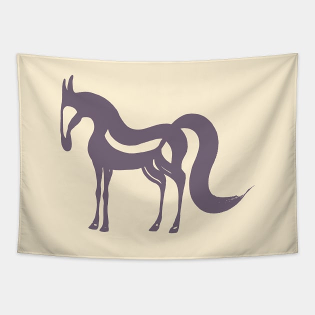 The Essence of a Horse (Beige and Mauve) Tapestry by illucalliart