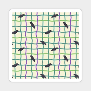 Wobbly Checkers and Bats - Halloween Pattern - Bright Colors Magnet